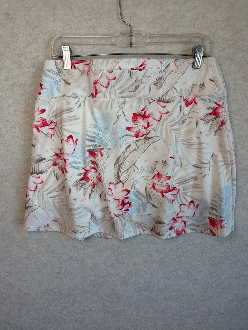 Tommy Bahama large Cream Skort Coral Floral multi active skirt shorts Hawaiian - Picture 4 of 8